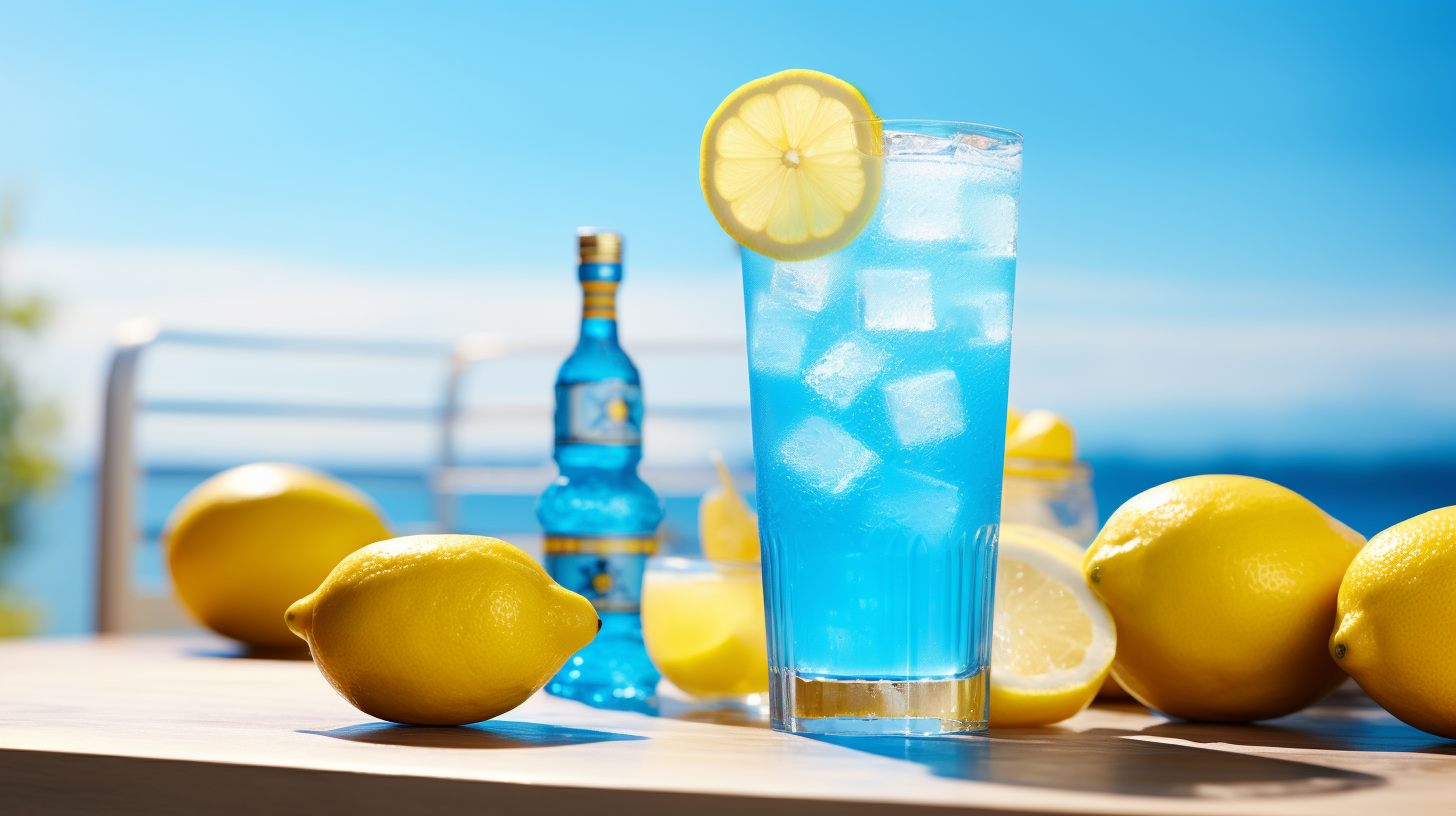 Blue Lagoon Bliss The Ultimate Vodka, Blue Curaçao, and Lemonade